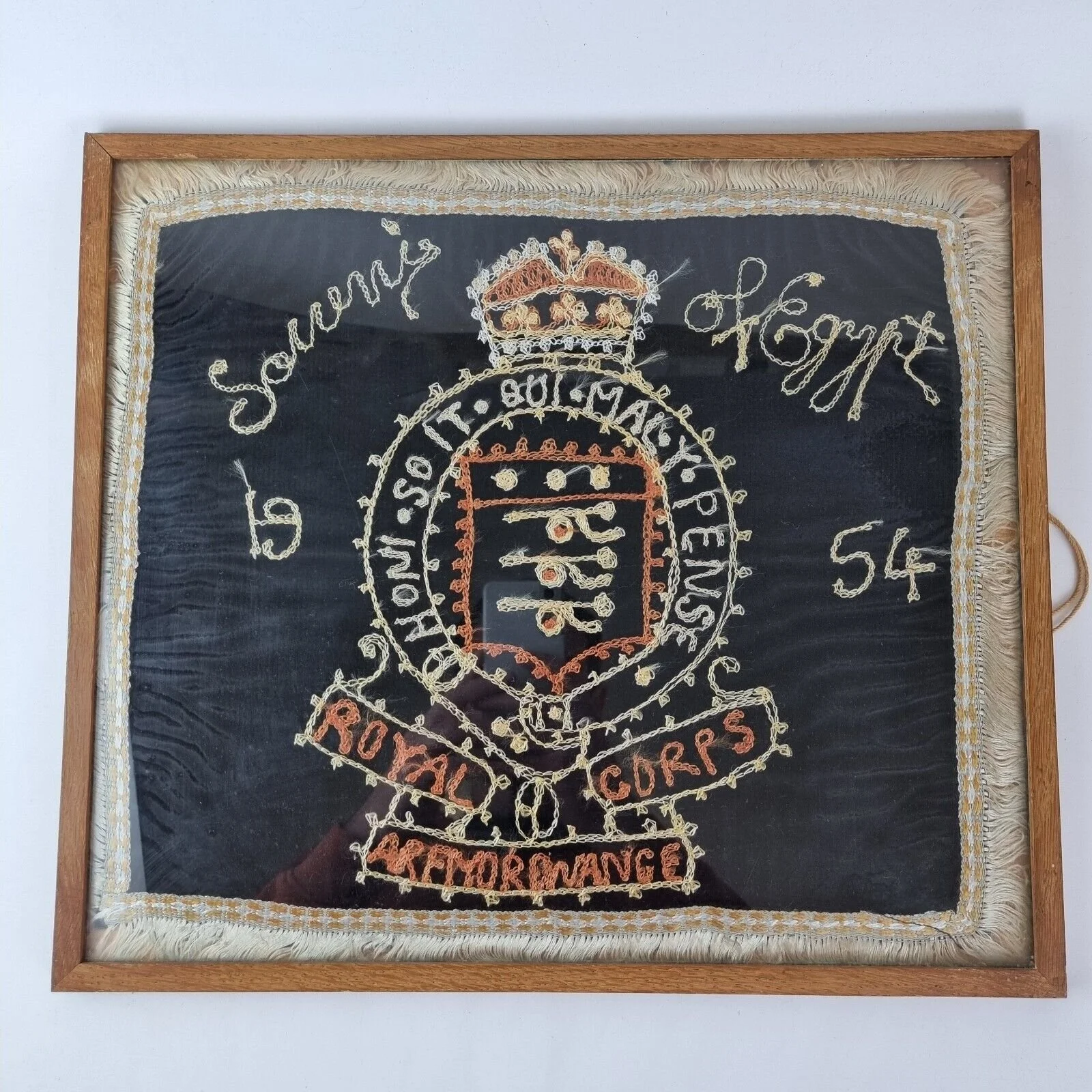 Vintage Royal Army Ordnance Corps "Souvenir Of Egypt 1954" Embroidery