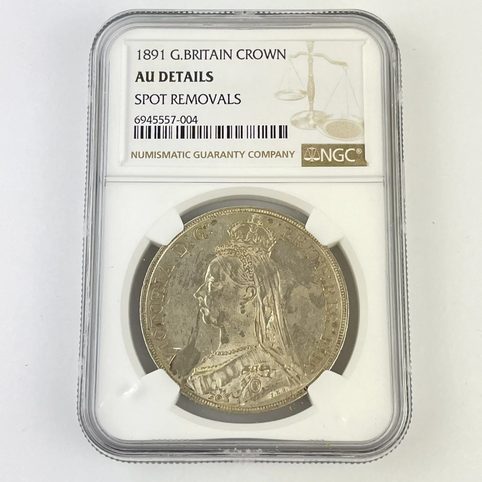 NGC Graded Queen Victoria 1891 Crown Great Britain AU Details Spot Removals