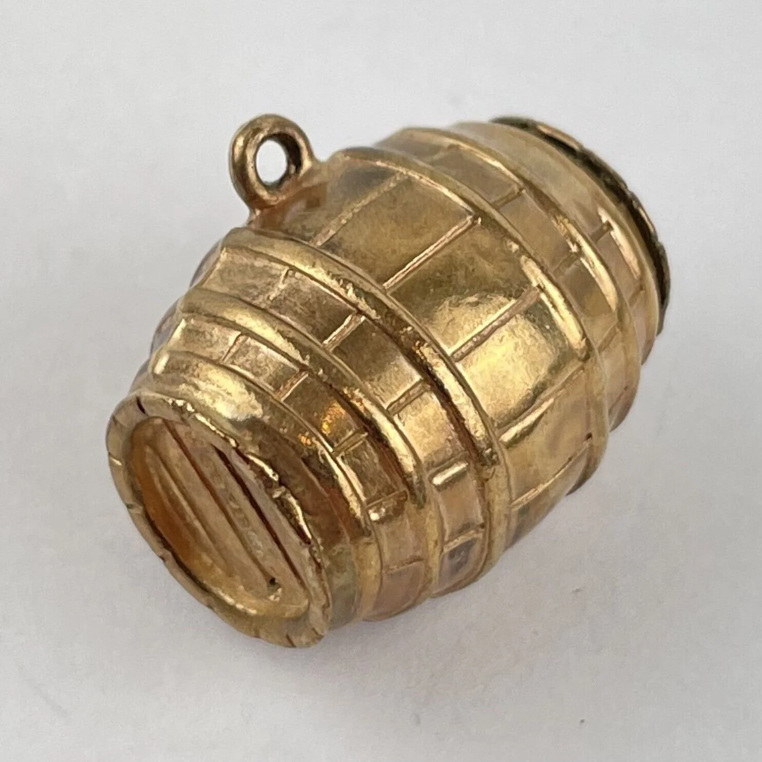 Vintage 9ct Rose Gold Hollow Barrel Charm 1.7cm 1.9g