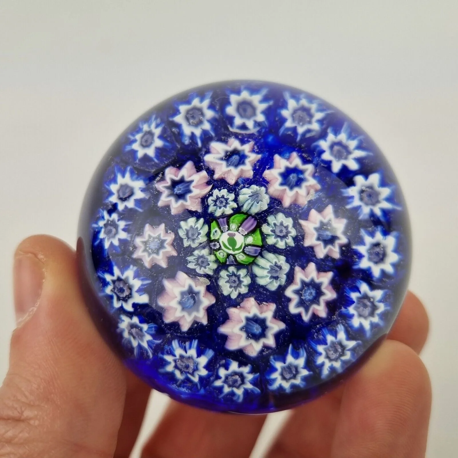 John Deacons Art Glass Paperweight Millefiori Canes With Thistle Cane Wheeler Antiques