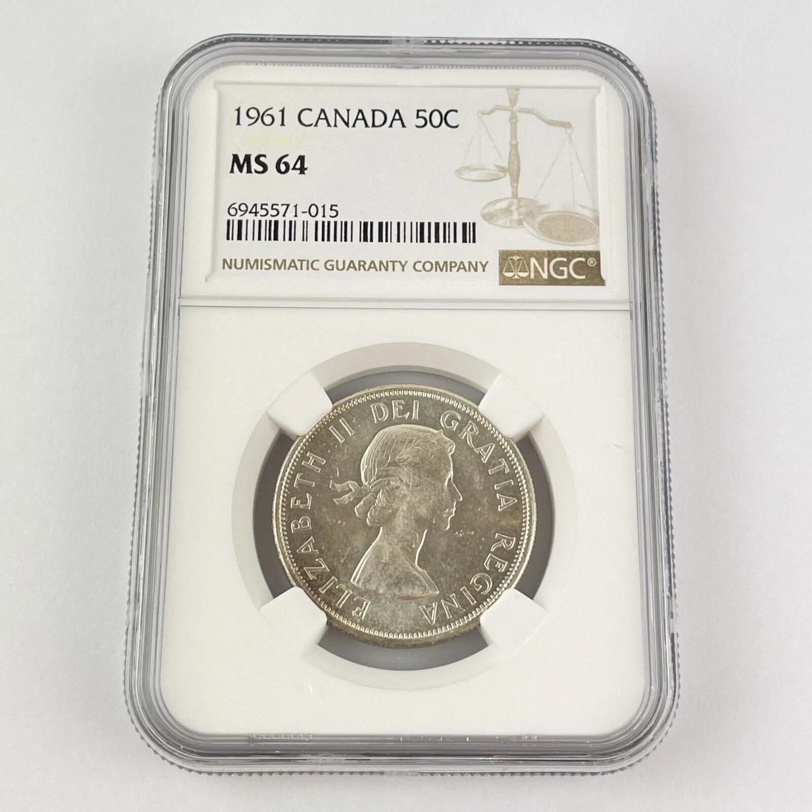 1961 Elizabeth II Canada 50 Cents 50C Silver Coin MS 64 MS64 NGC Graded
