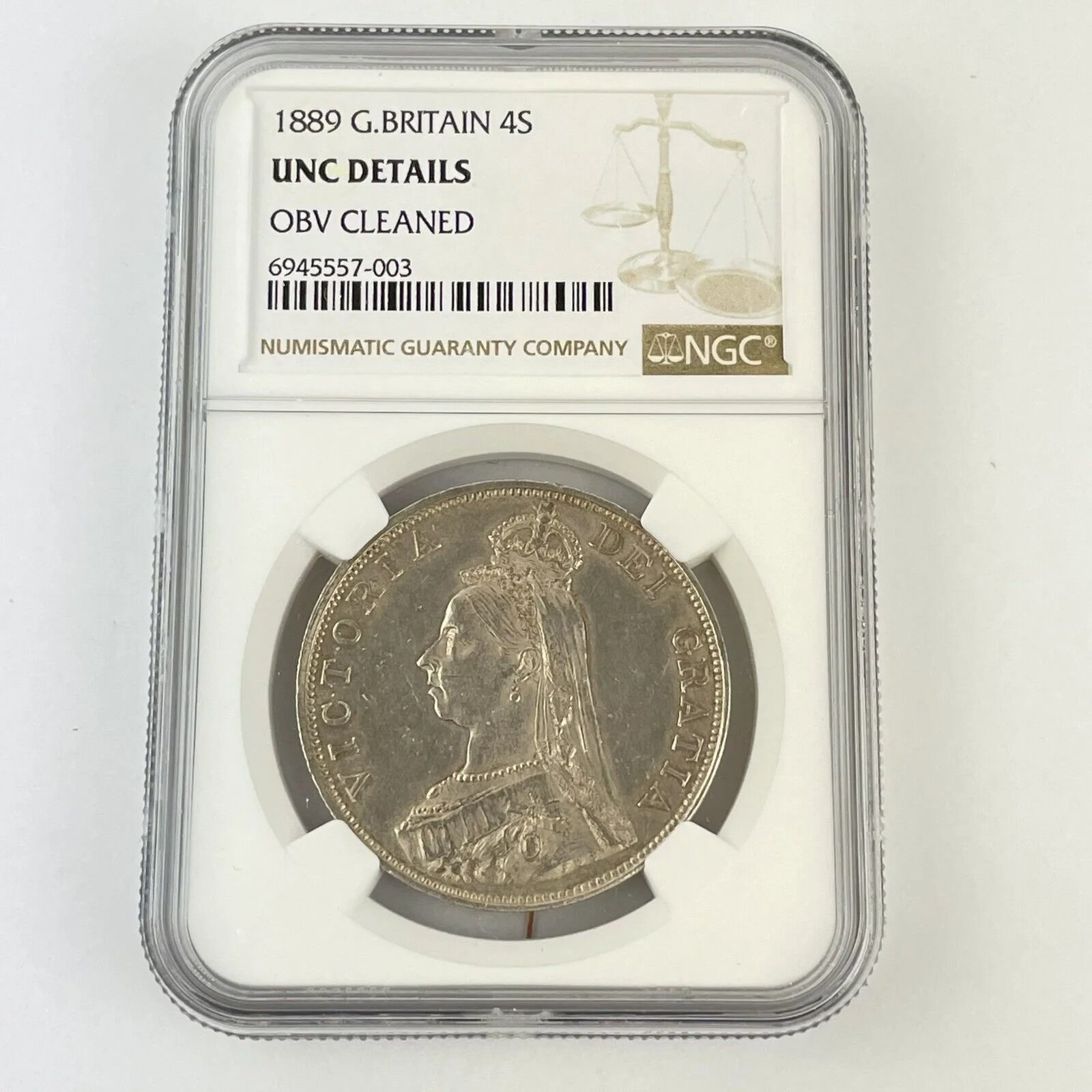 NGC Graded Victoria 1889 Double Florin Great Britain UNC Details OBV Cleaned