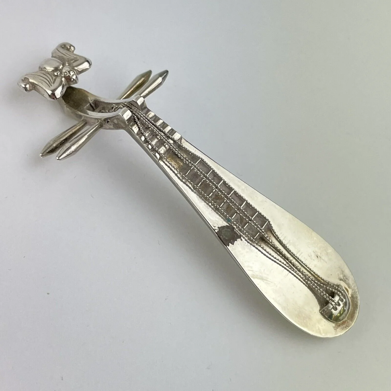 Antique Chinese Solid Silver Model Of A LiuQin Mandolin By Wang Hing 7.7cm