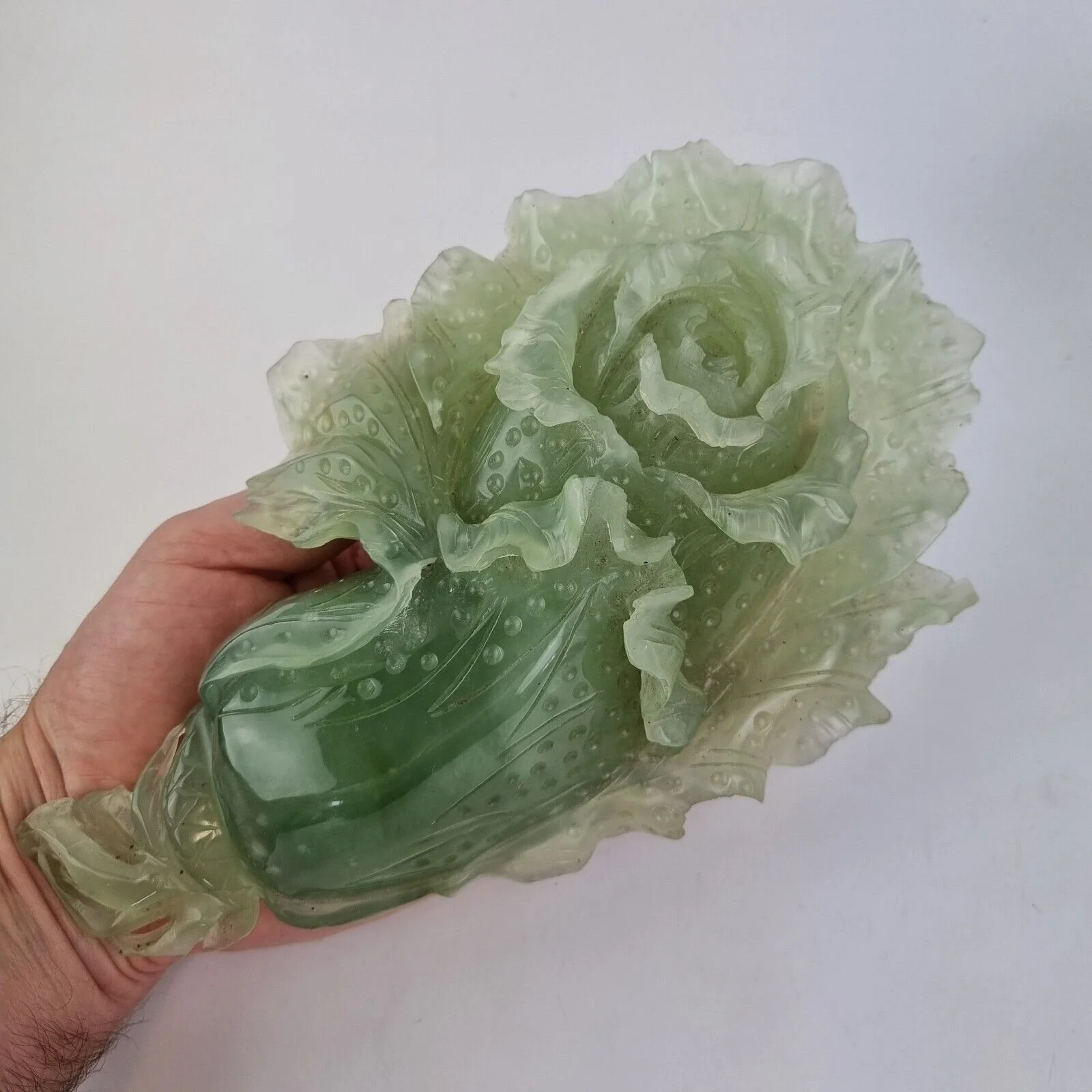 Large Chinese Jade / Jadeite Carved Figure Cabage? 22cm Long