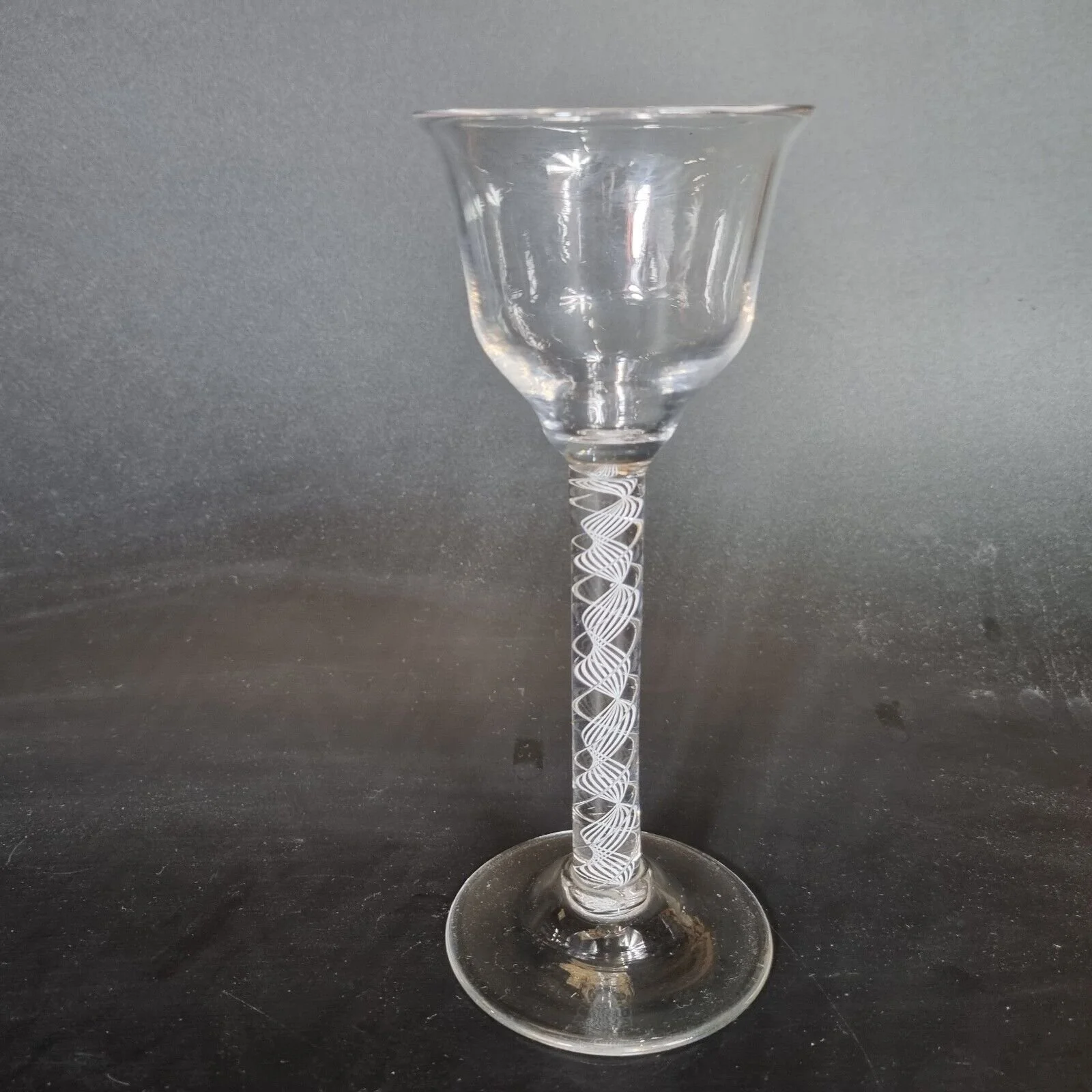 Antique 18th Century Wine Glass With Double Series Twist Stem 18cm High #12