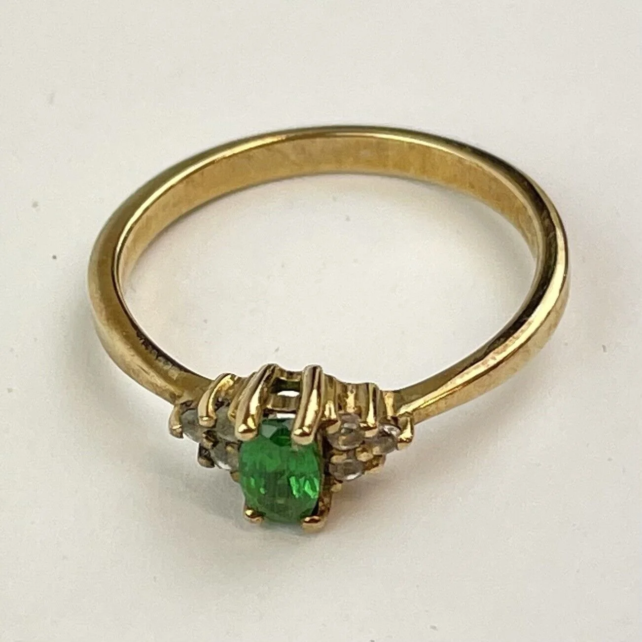 9ct Yellow Gold Rose De France Amethyst & White Topaz Gems TV Ring Size N 2.6g