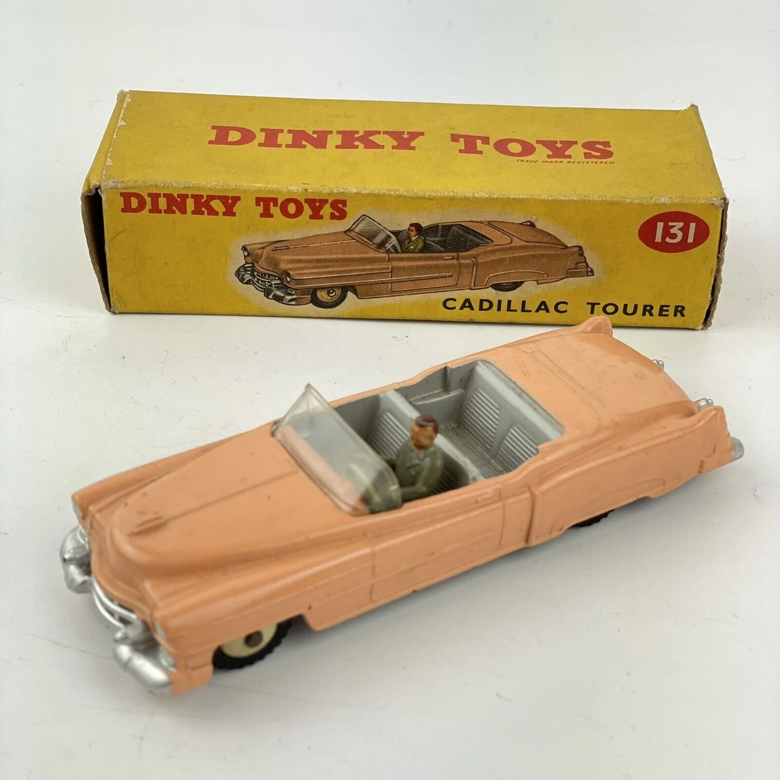 Vintage Boxed Dinky Toys No 131 Cadillac Tourer Pink Wheeler Antiques