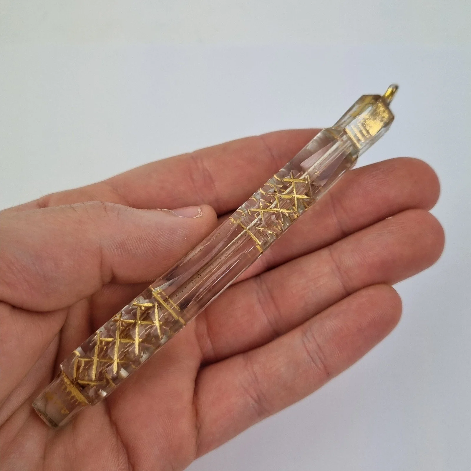 Antique Glass Tear Catcher / Teardrop /Lachrymatory Scent Bottle 12cm