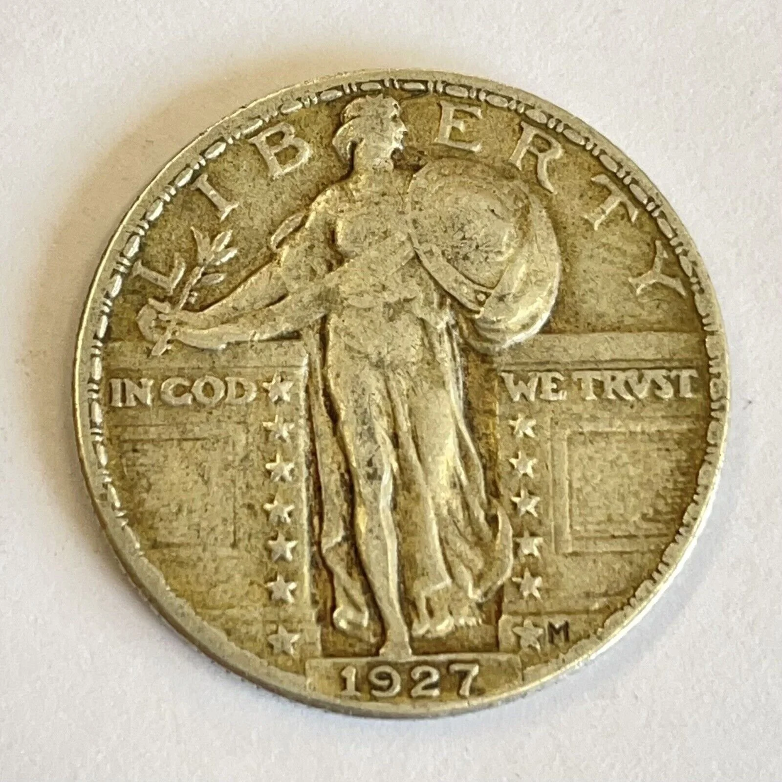 USA United States Of America Standing Liberty Quarter Dollar 1927 Silver Coin