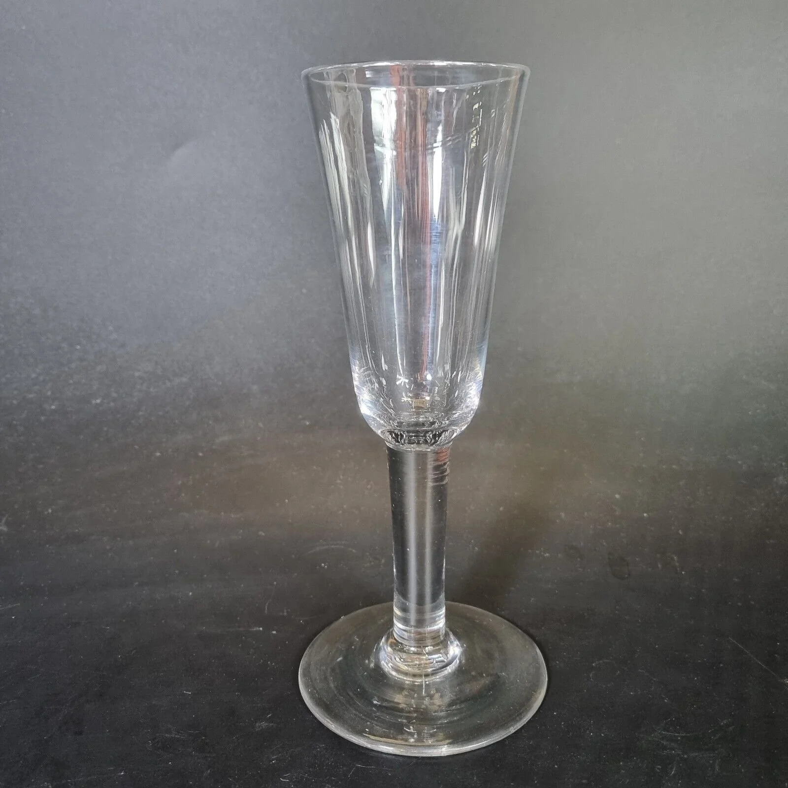 Antique 19th Century Plain Stem Wine Glass 21cm High