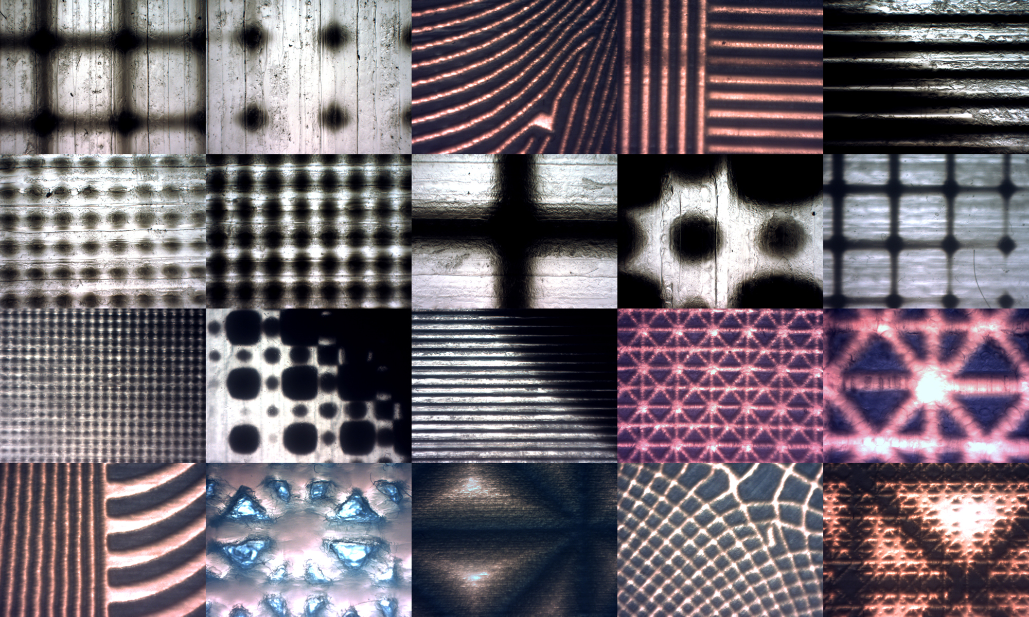  Composite of printed half-tone patterns taken at various magnification levels. 