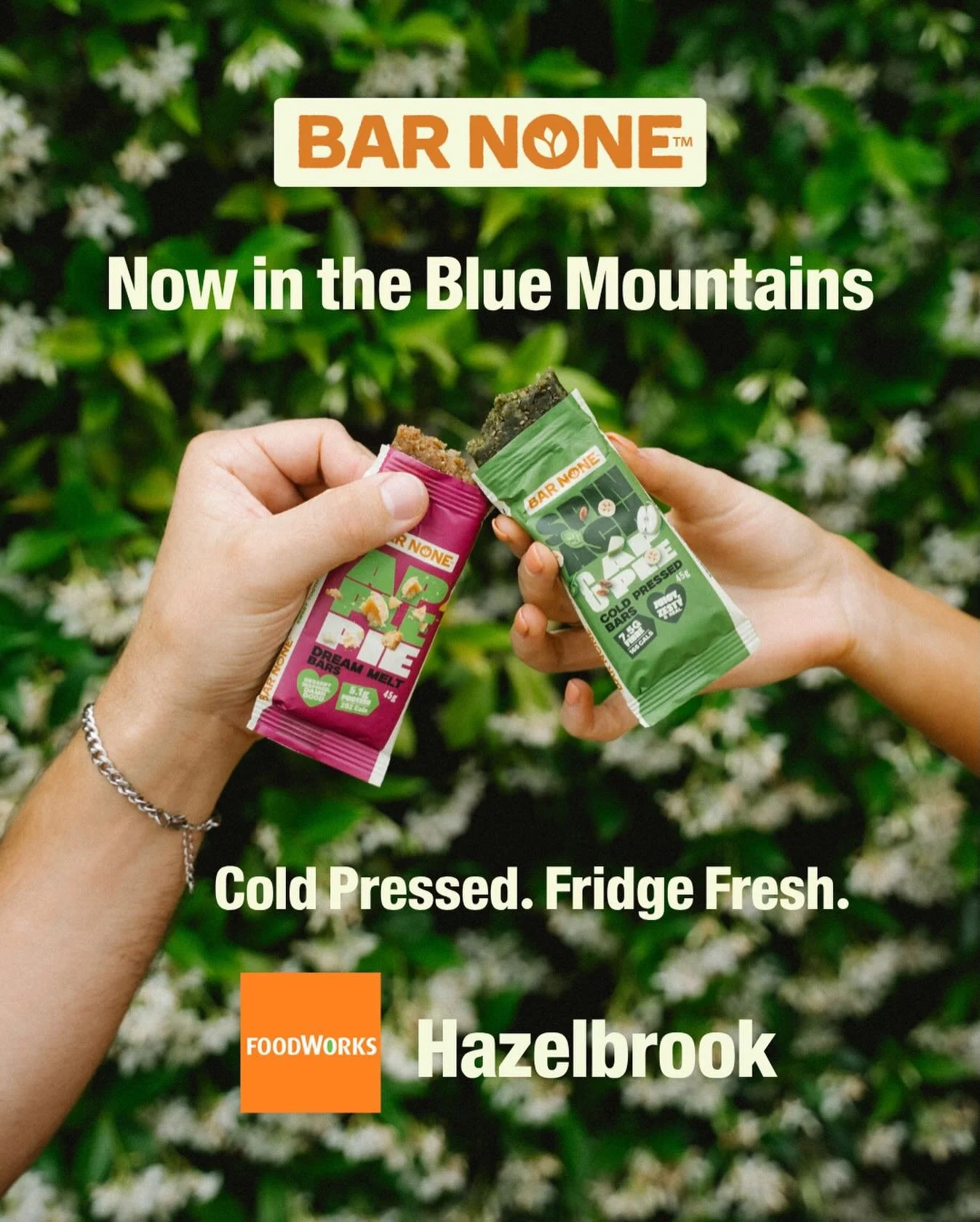 Your new fridge find, Blue Mountains.
Bar None fridge fresh bars are now stocked @foodworks_aus Hazelbrook - cold-pressed, real ingredients, no compromises.

Find them in the fridge.

#coldpressedbar #healthysnack #bluemountains #realingredients #pla