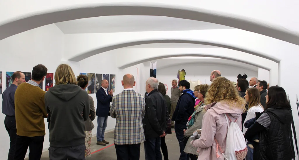 Prof. Henning Eichinger talking about the project, April 10, 2016, Staedtische Galerie, Reutlingen , Germany. Photo: Simone Löffler
