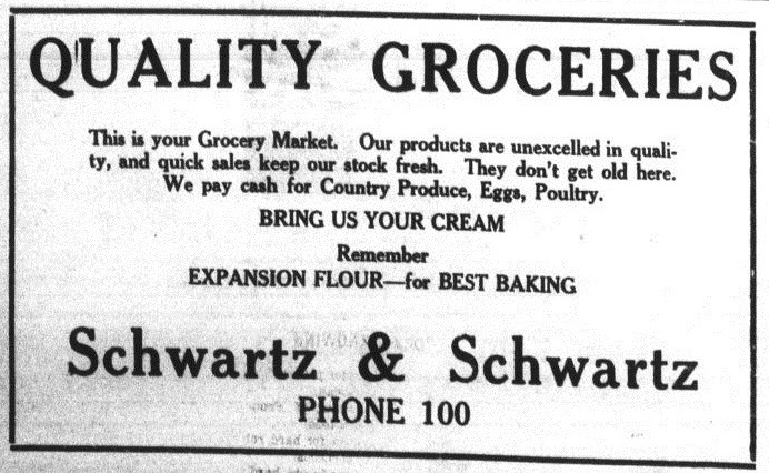 Schwartz & Schwartz newspaper ad, 1923