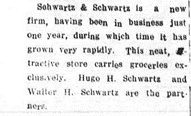 Schwartz & Schwartz newspaper mention, 1923