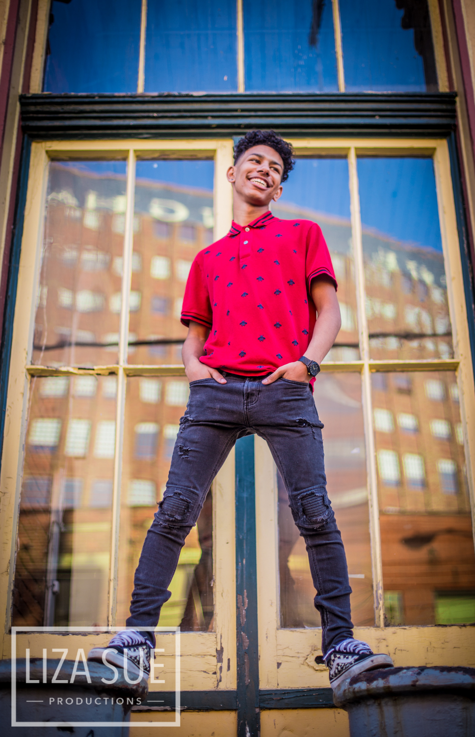 downtown Cleveland Akron Guy boy Senior Portraits Liza Sue Productions