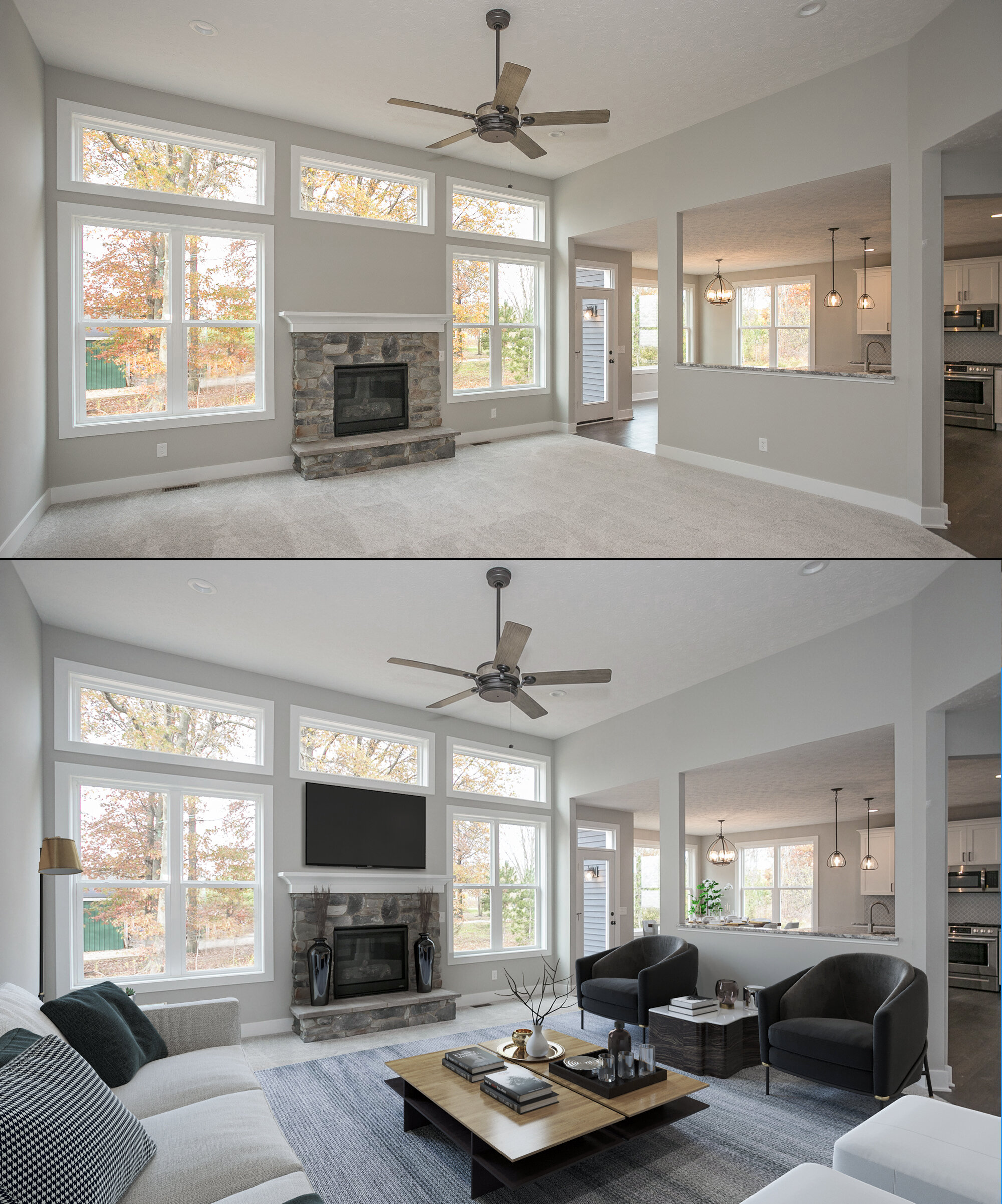 before and after virtual staging Cleveland Akron 