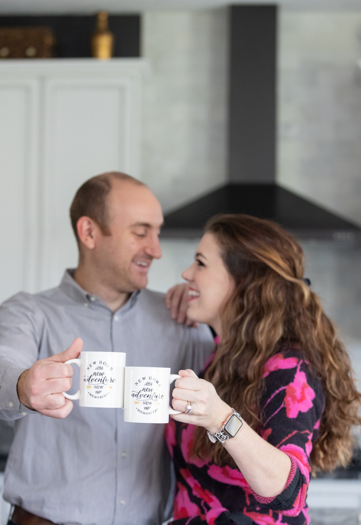  due team couple branding bloggers headshots architects interior design team home kitchen  coffee mugs cheers 