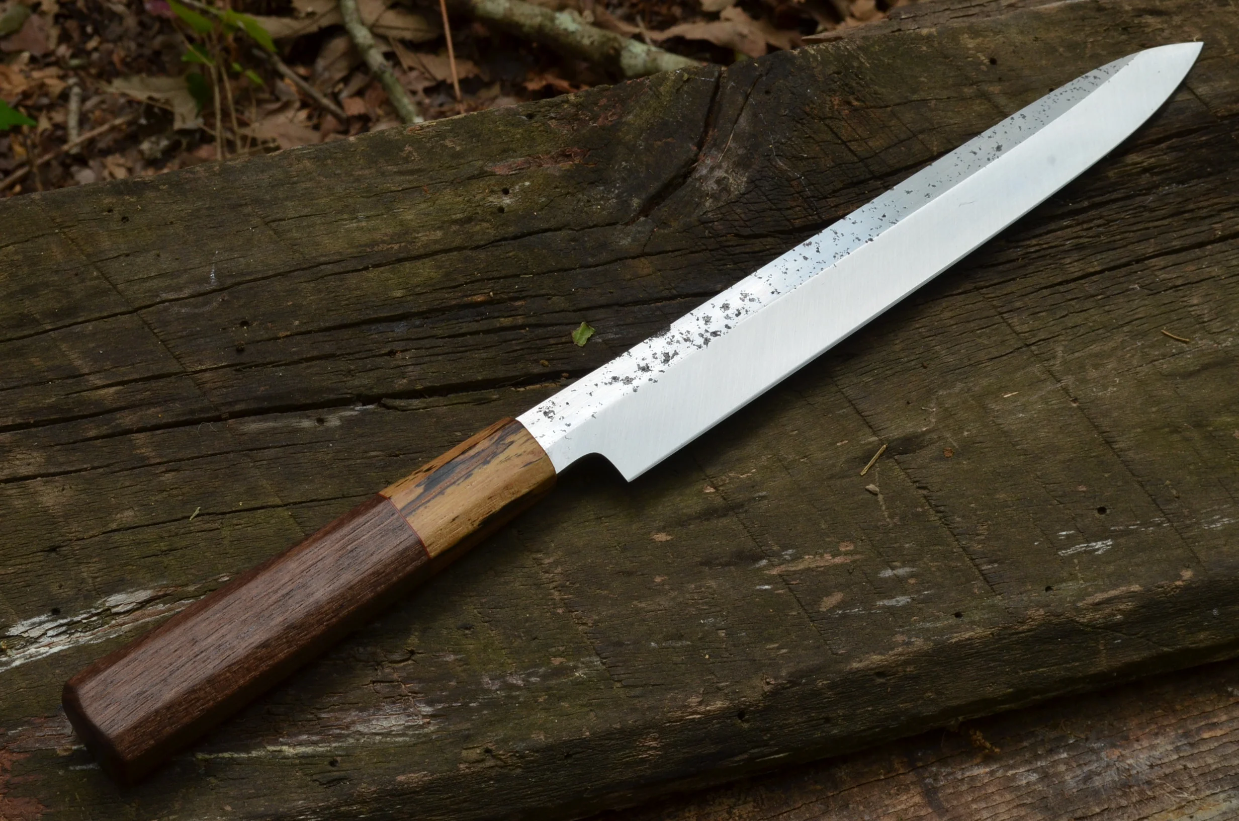 240mm Yanagiba with Walnut & Spalted Pecan Octagonal Handle
