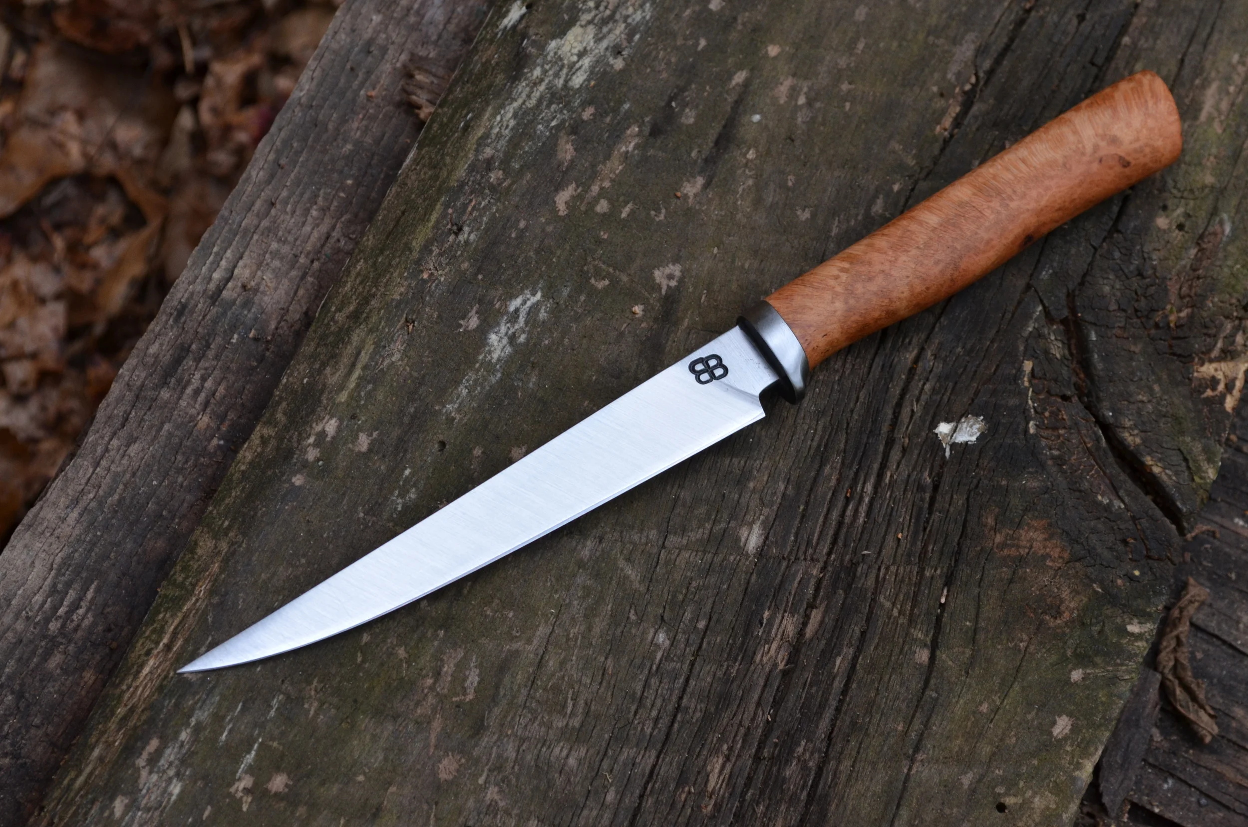 5.75" Fine-Tip Boning with Black Cherry Burl Hidden-Tang and Steel Guard