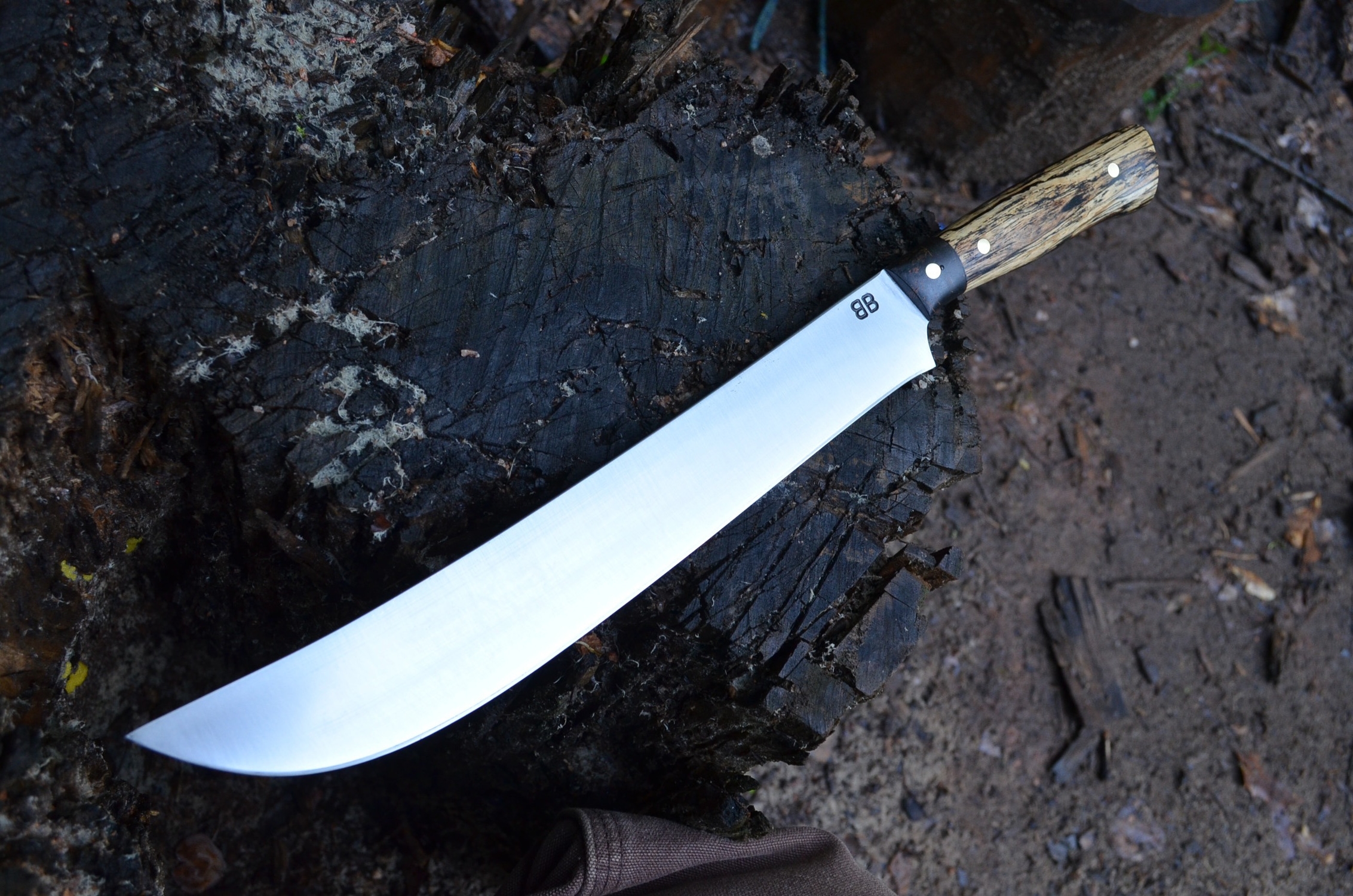11" Cimeter with Spalted Pecan & Black Dyed Maple Burl Full-Tang