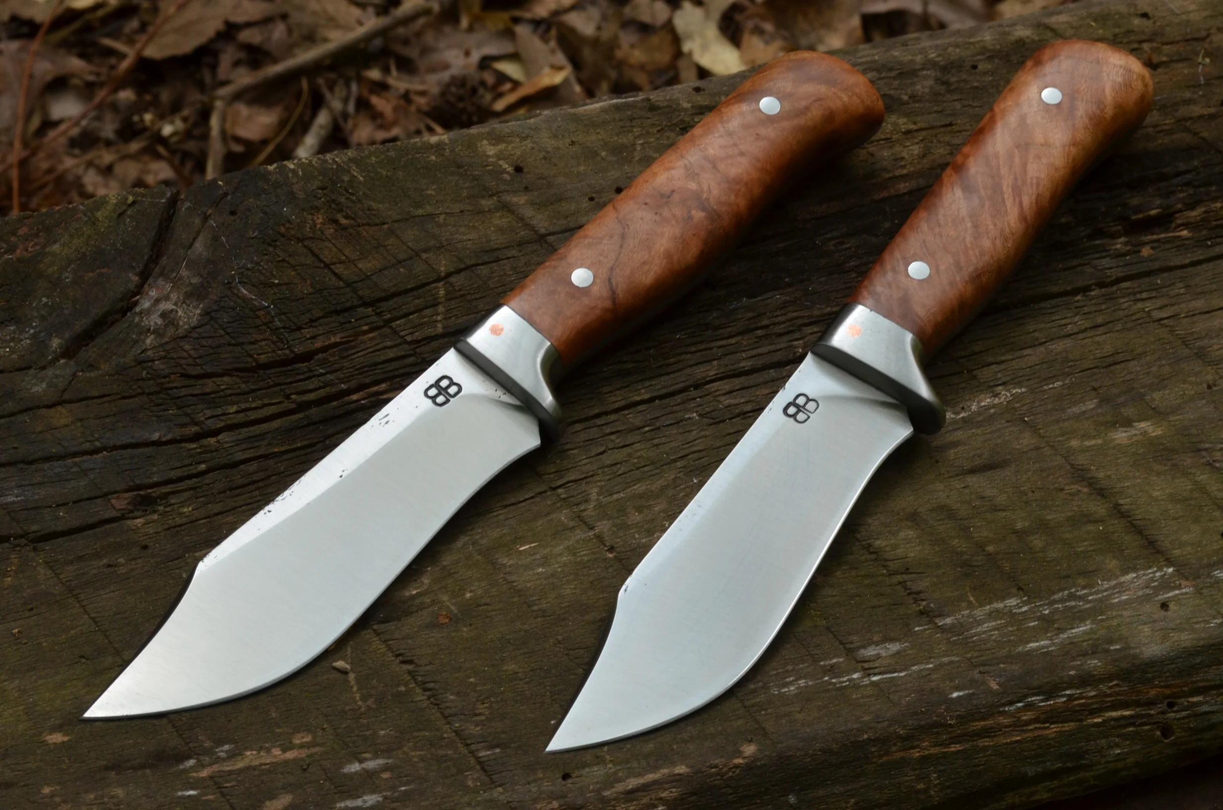 5" Mini-Bowies with Black Cherry Burl and Steel Slot Guard