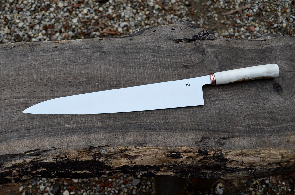 300mm Antler Gyuto with Copper Faceplate and Spacers