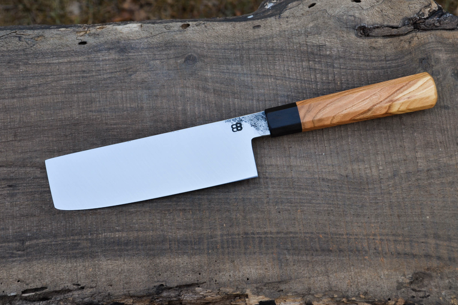 150mm Nakiri with Blackwood Ferrule and Peach Octagonal Handle
