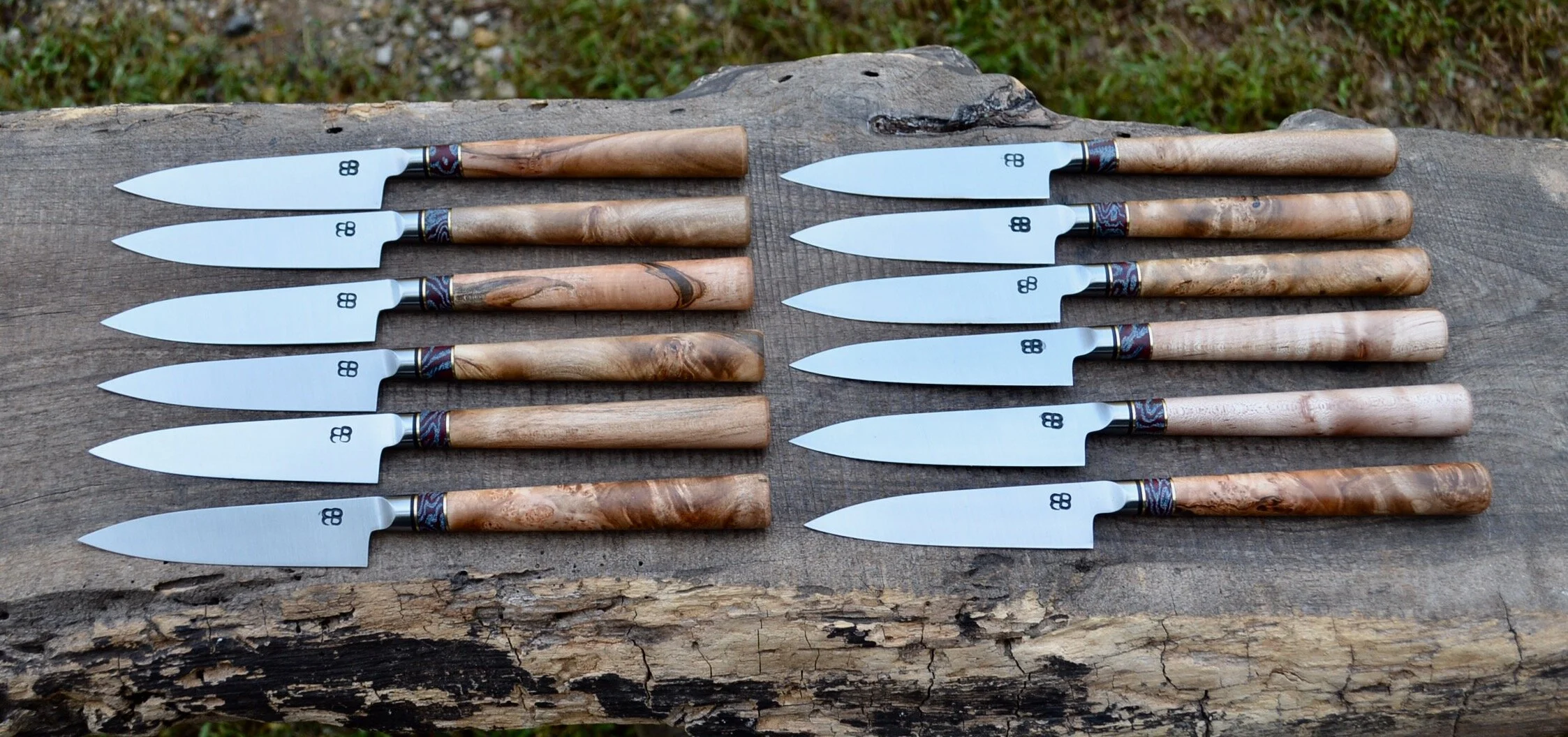 Maple Burl & Fabric Laminate Steak Knife Set