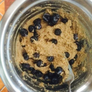 If using thawed blueberries, be careful while mixing.