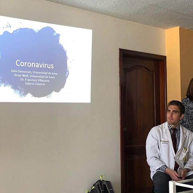 John Henstrom and Brian Wall, MS4 students at Iowa University School of Medicine, gave a talk to the local public in Riobamba about coronavirus and how to protect yourself.