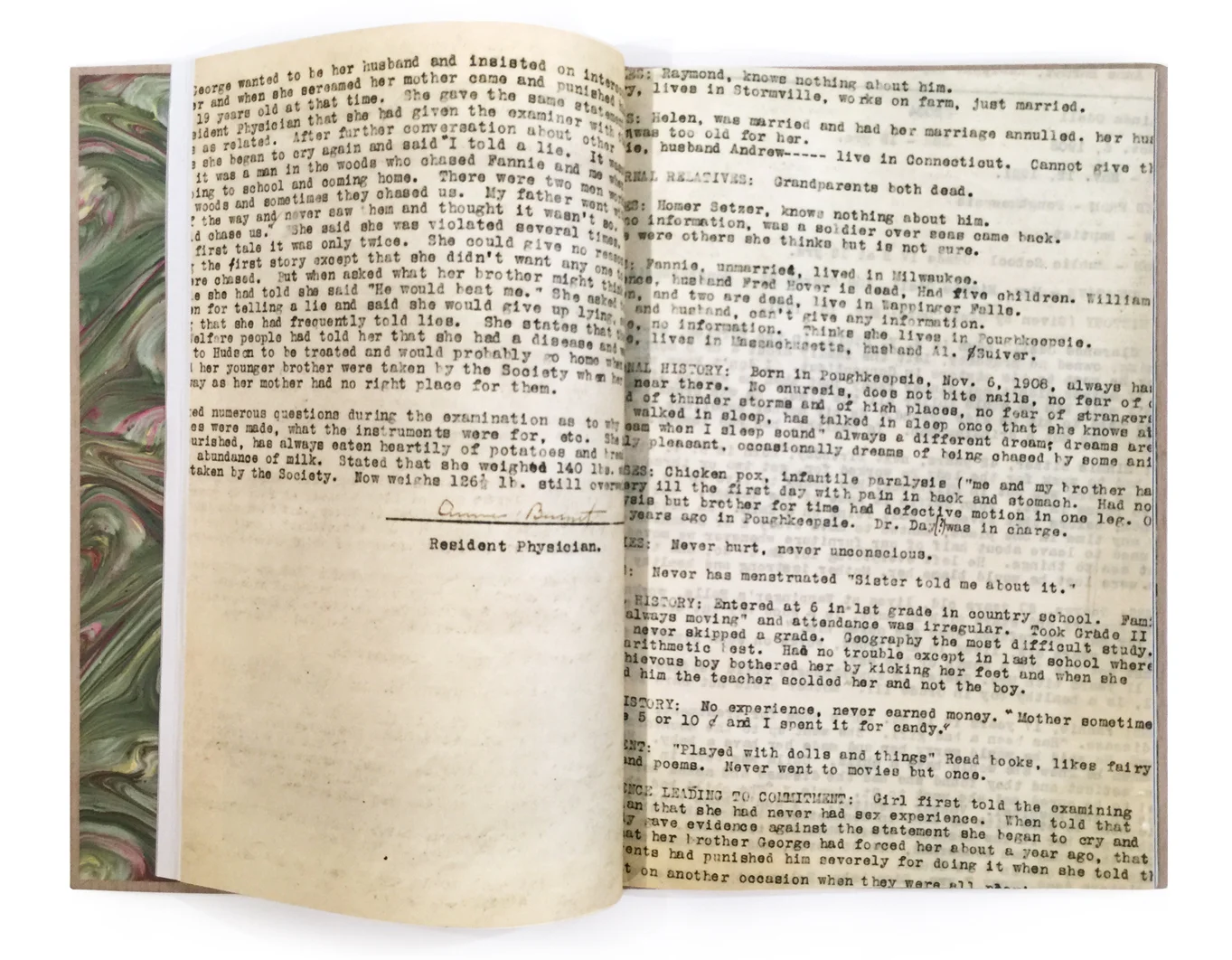 The Incorrigibles book (in progress) is a tactile, visual telling of the hidden histories of young women sent to the NY States Training School in Hudson, NY. My hope is to reinterpret an almost medieval book form, where the book is an object and a chronicle of daily life at the same time; tracing a slow erosion of an individual’s free will within a coercive system that intends/pretends to be redemptive. Documents in the book from the Training School will include: archival photographs of the girls, letters the young women wrote to their families, detailed doctor’s reports, legal decisions that led to their incarceration, letters written by parents to the institution, newspaper reports, and more.
