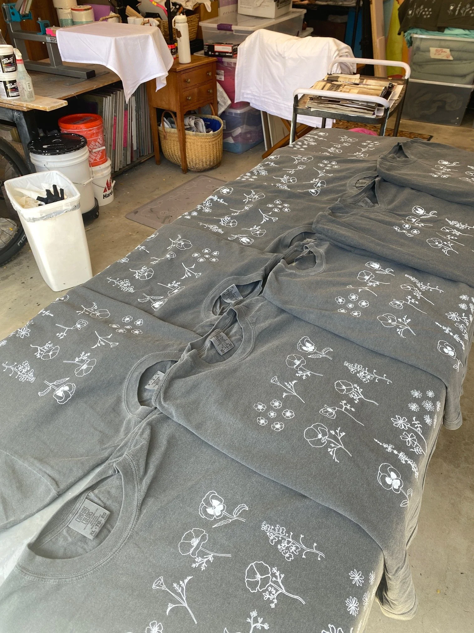 flowers tee drying.JPG
