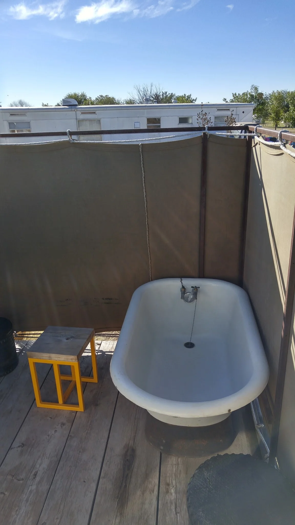 Just one of the many clothing-optional activities at El Cosmico!