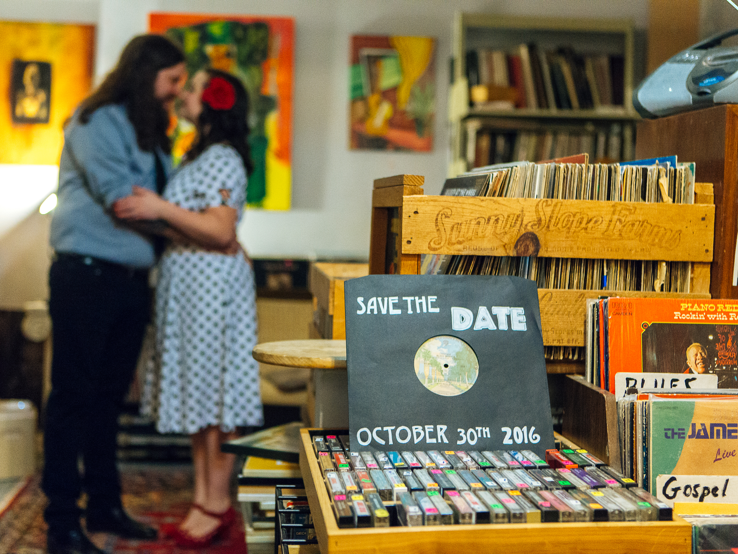 Amerique + Cory: A Vinyl Engagement // www.kristalajara.com
