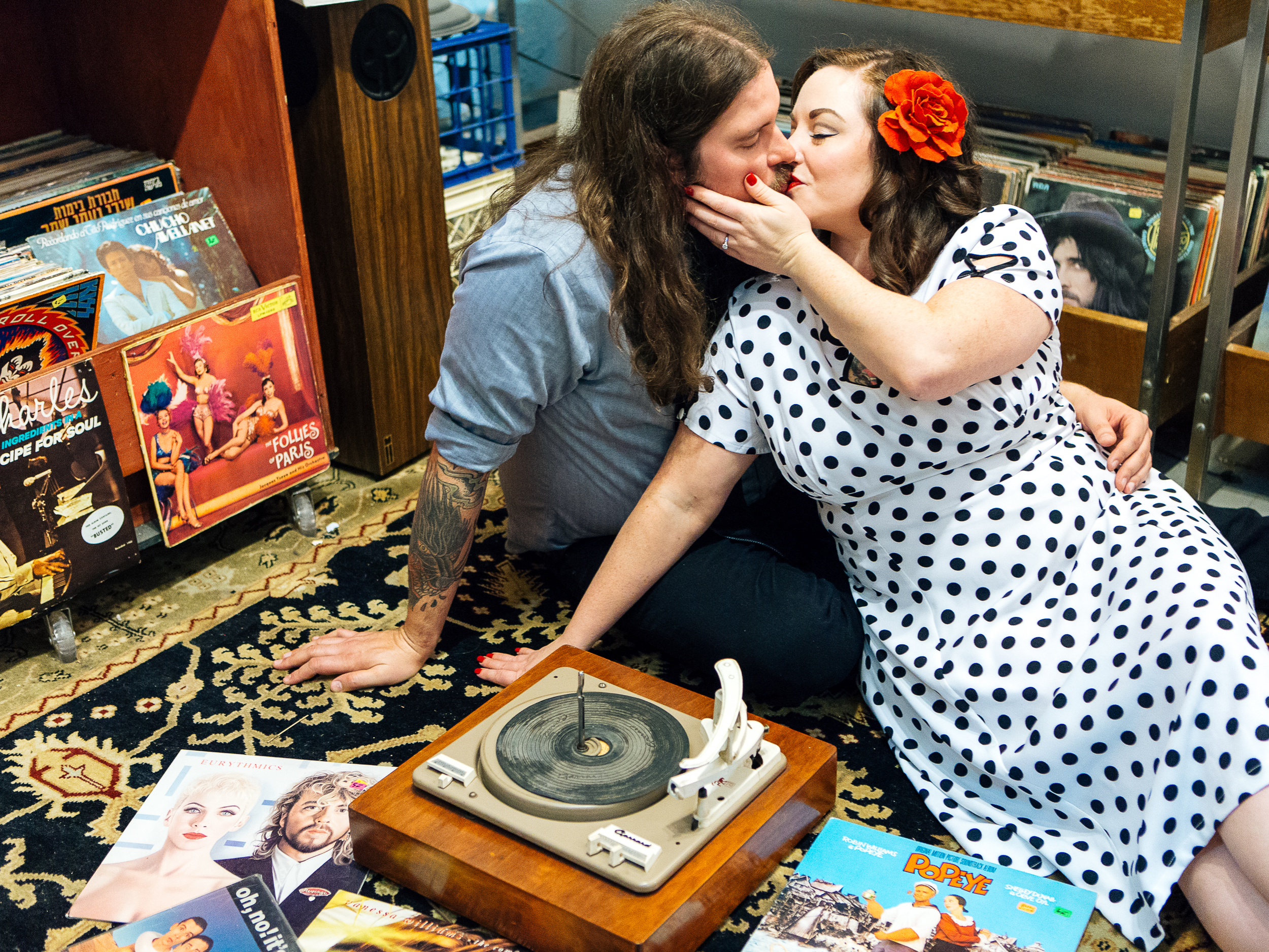 Amerique + Cory: A Vinyl Engagement // www.kristalajara.com