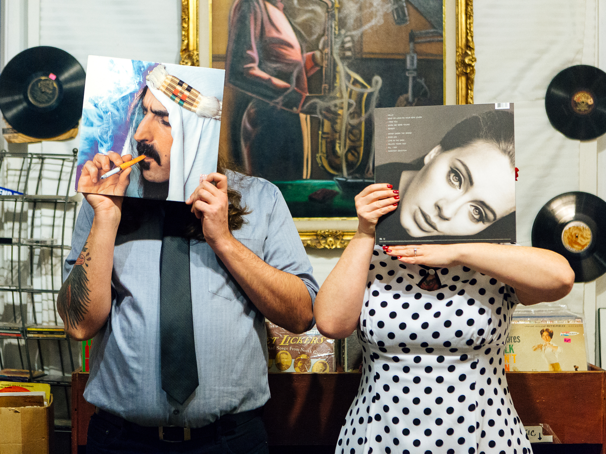 Amerique + Cory: A Vinyl Engagement // www.kristalajara.com
