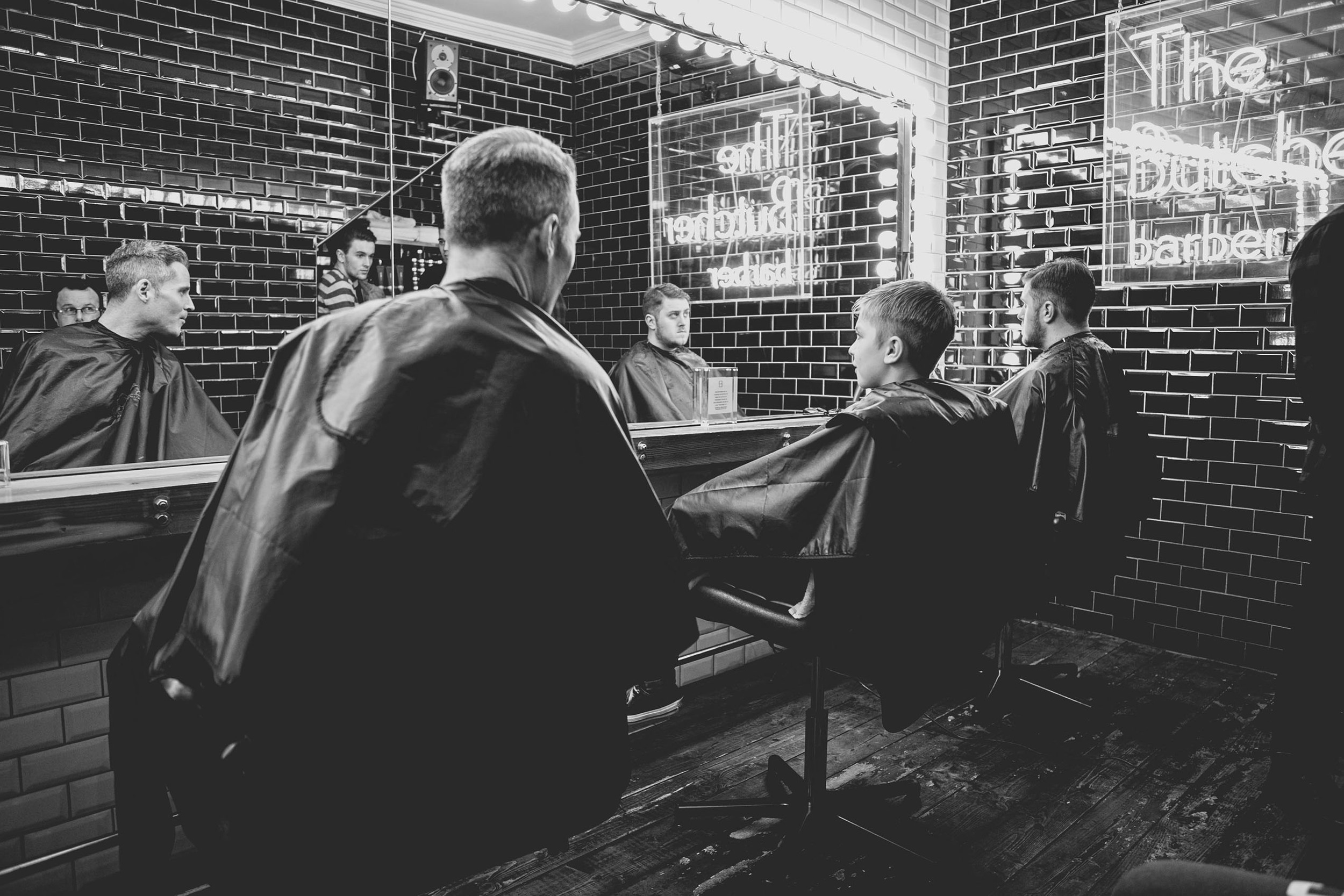 Groomsmen and Groom at Sam's Barbers