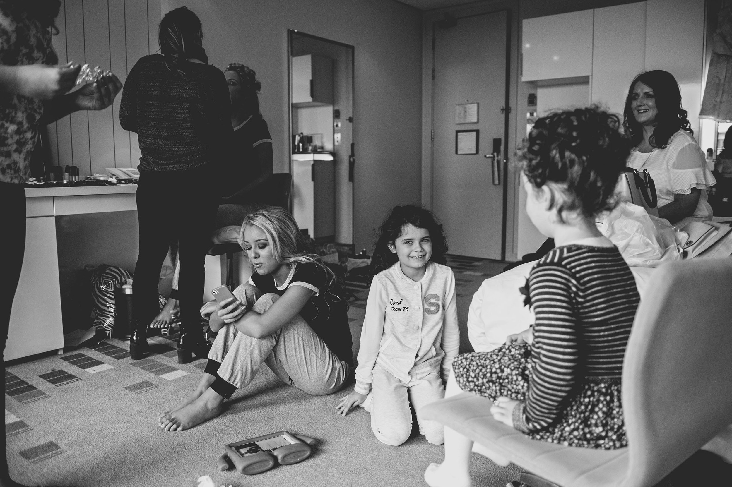 children getting ready for wedding