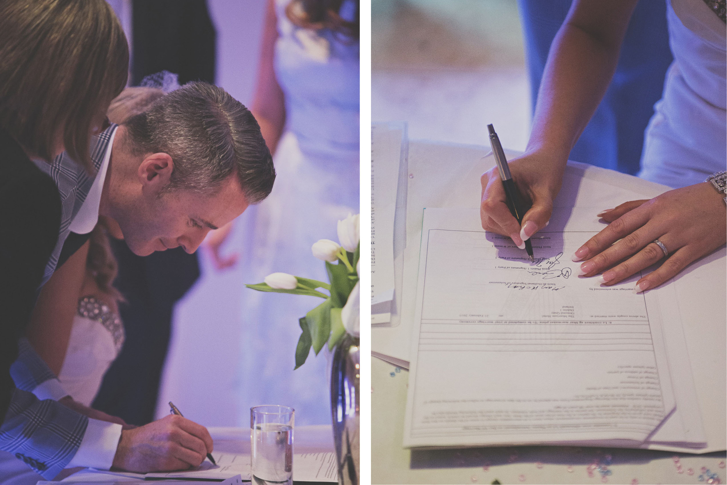 Signing the wedding papers