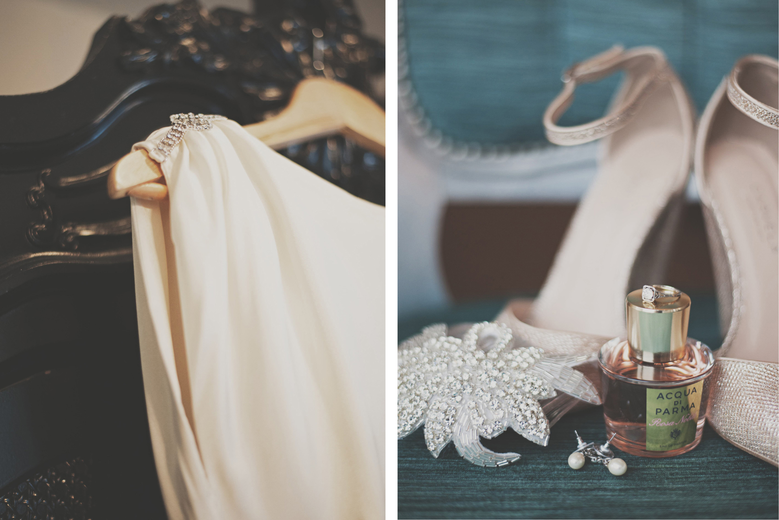 Bride's dress and shoe details