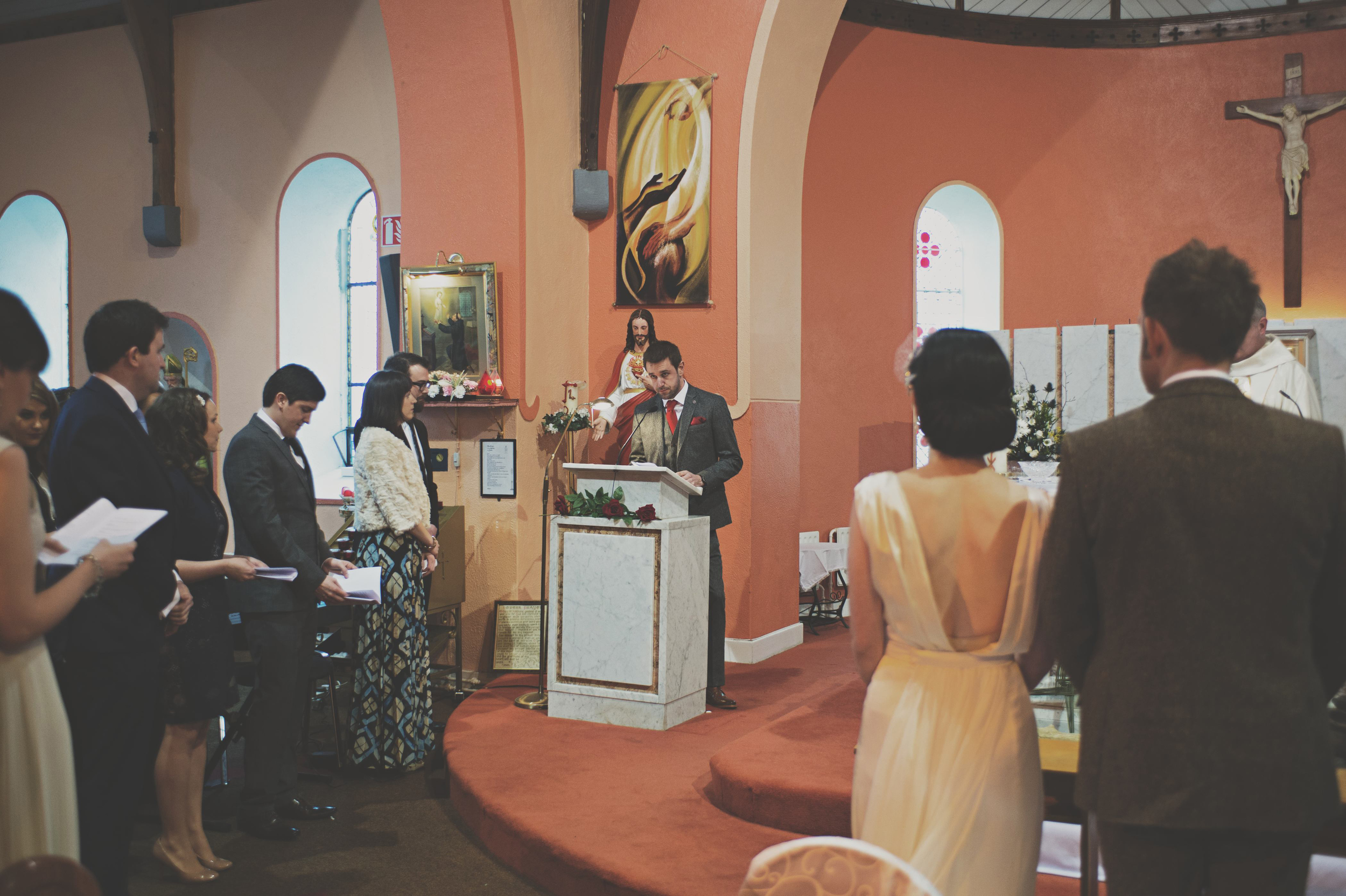 reader at wedding service