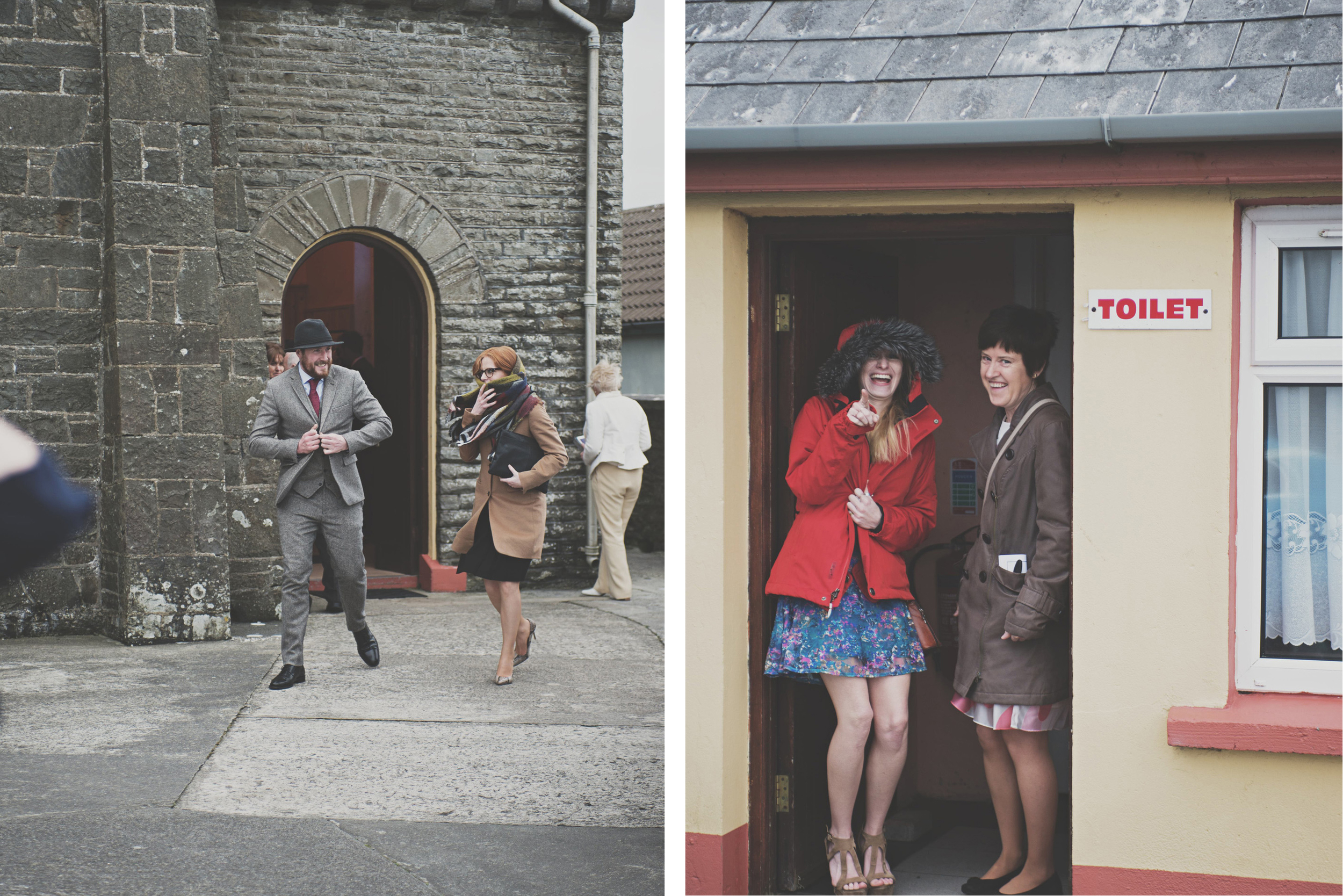 Guests leaving the wedding service