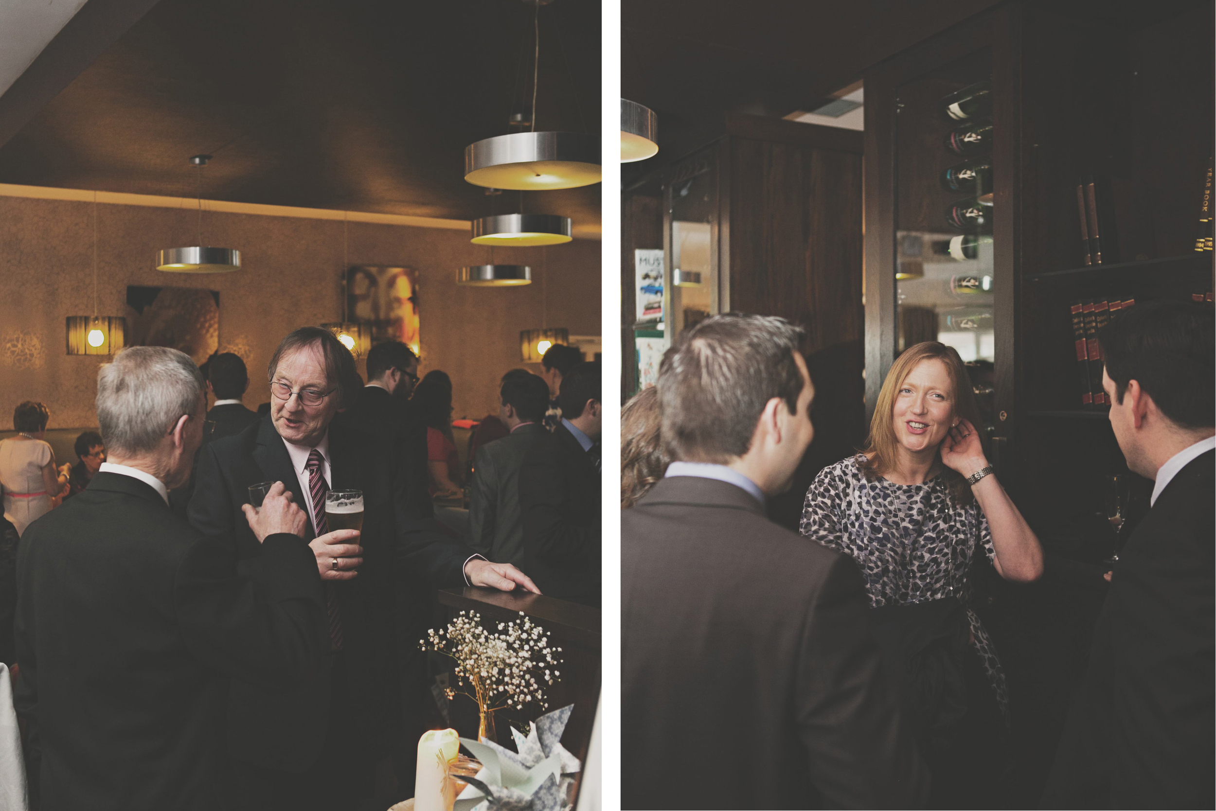 guests chatting at wedding 