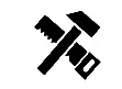 Sort logo med to krydsede værktøj, en hammer og en sav.
