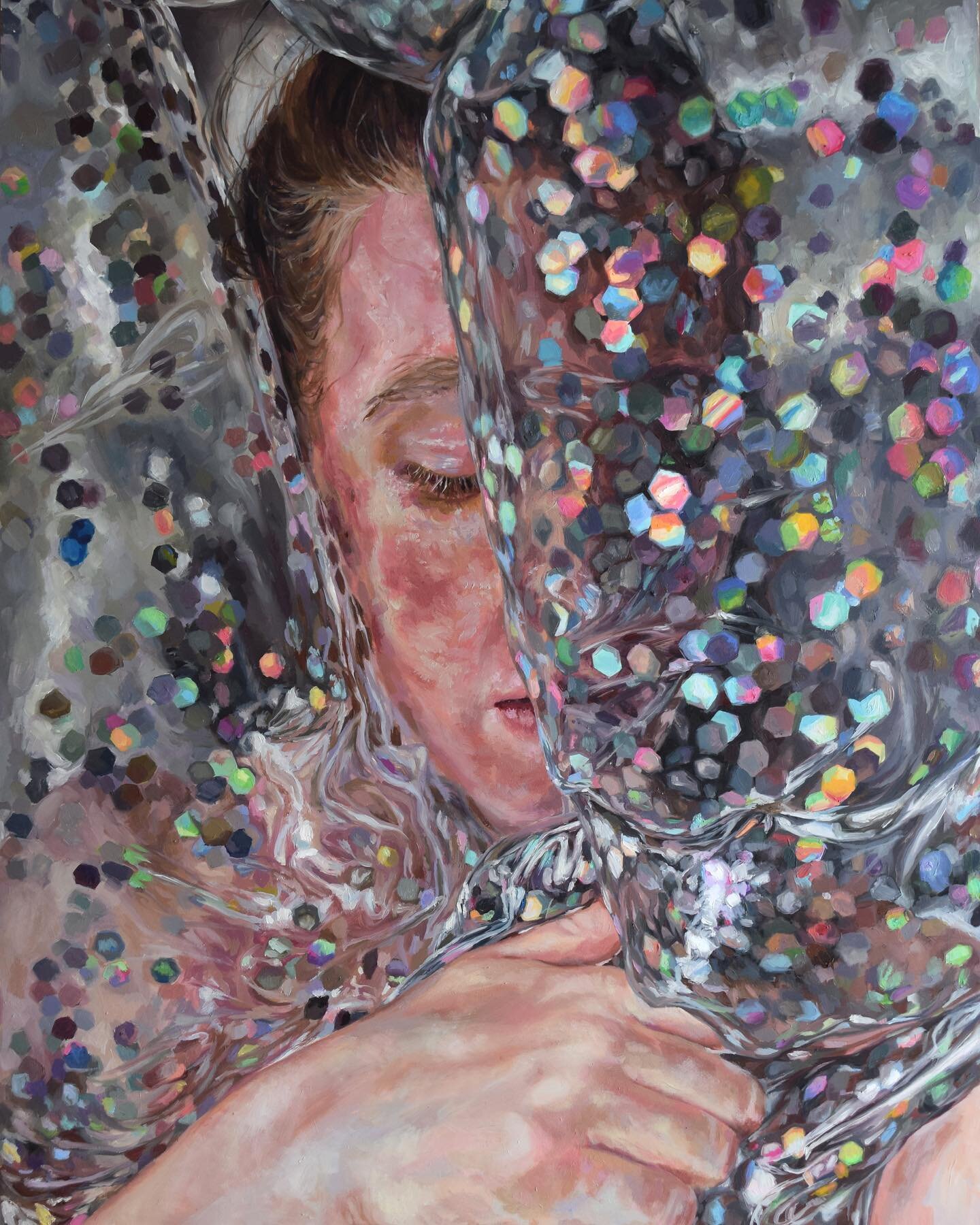 #fbf to this piece from 2019 🪩🌟

Deflate | Oil on aluminum panel | 20x26in. 

#socialanxiety #anxioushuman #glitterbomb #painting #oilpainting #contemporaryrealism #inflatable