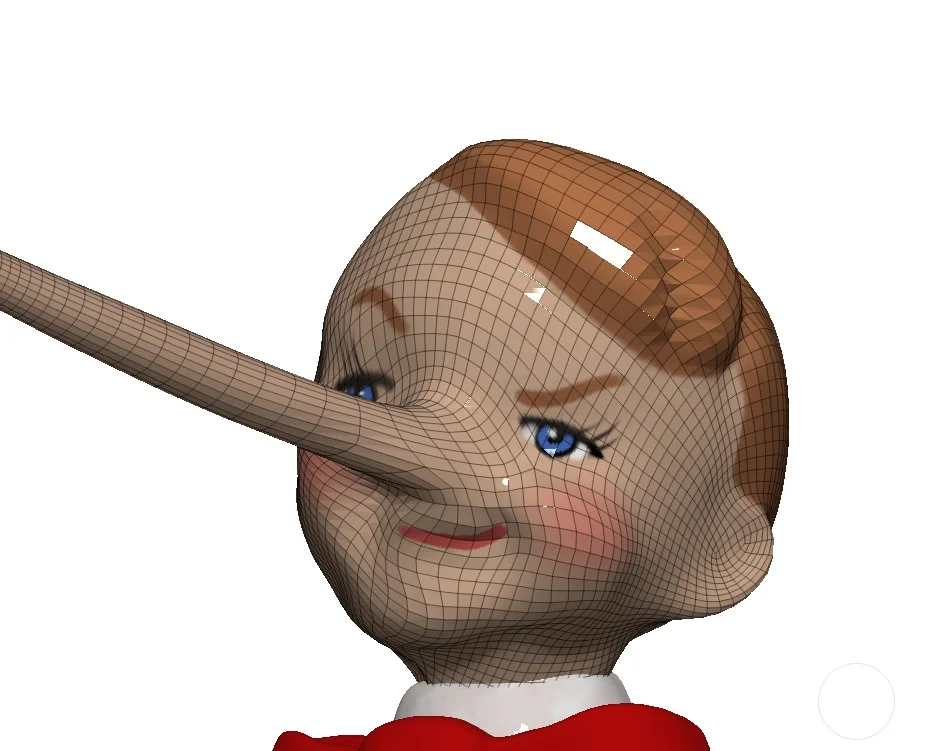 Detail of the head showing the geometry and painting style created using zbrush. 