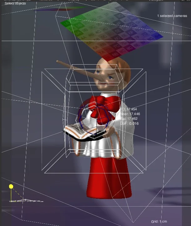 Importing the model into Maxwell Render for the final render. Note the floating square over the figurine's head. This is a light source that is later hidden from the camera.
