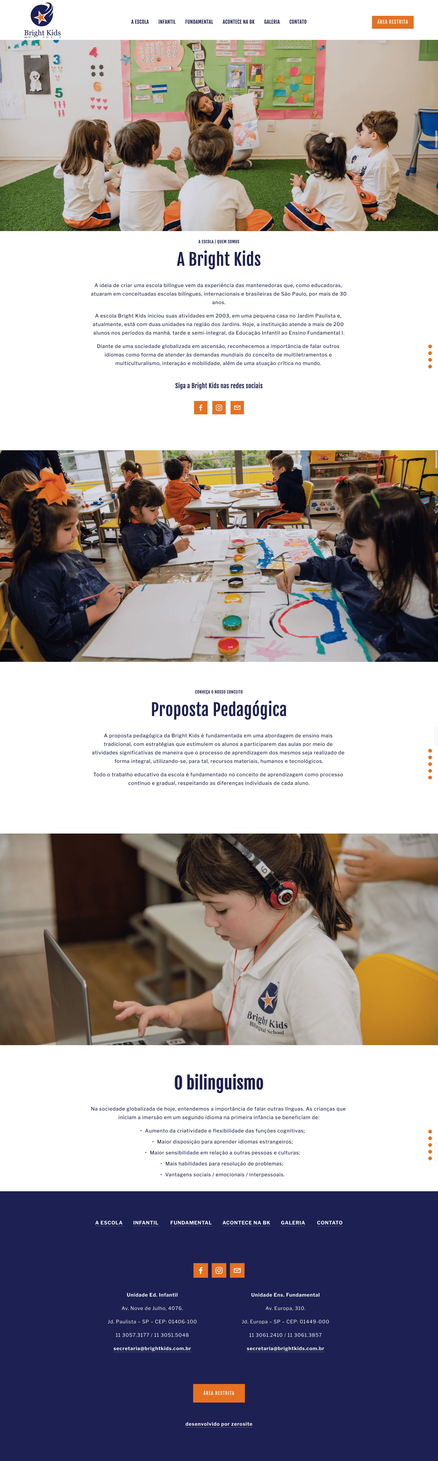 Squarespace site escola infantil