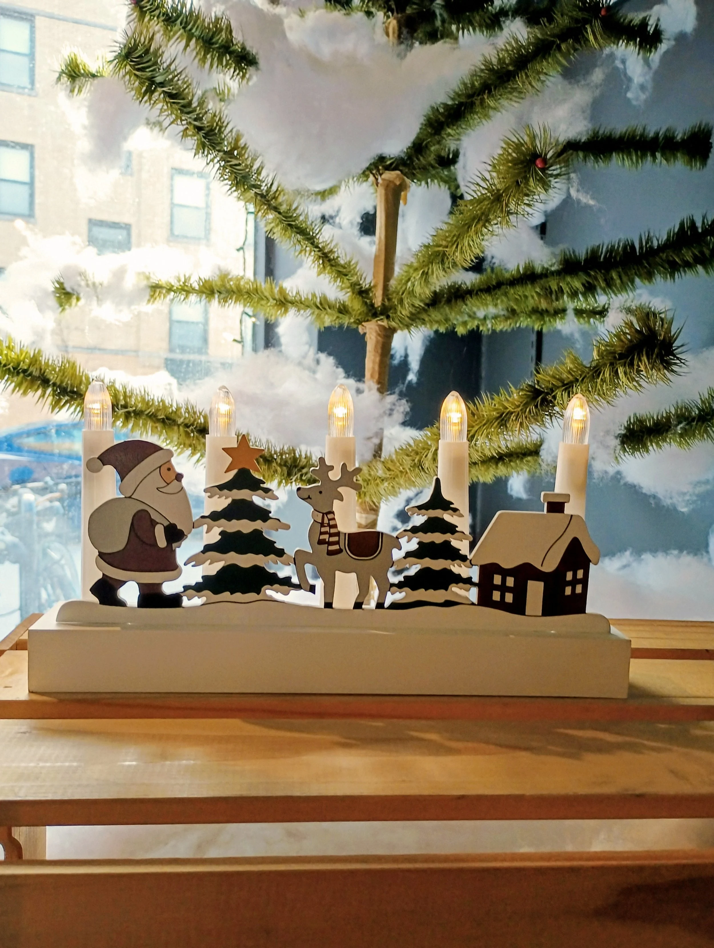 Santa and Reindeer Candlestick